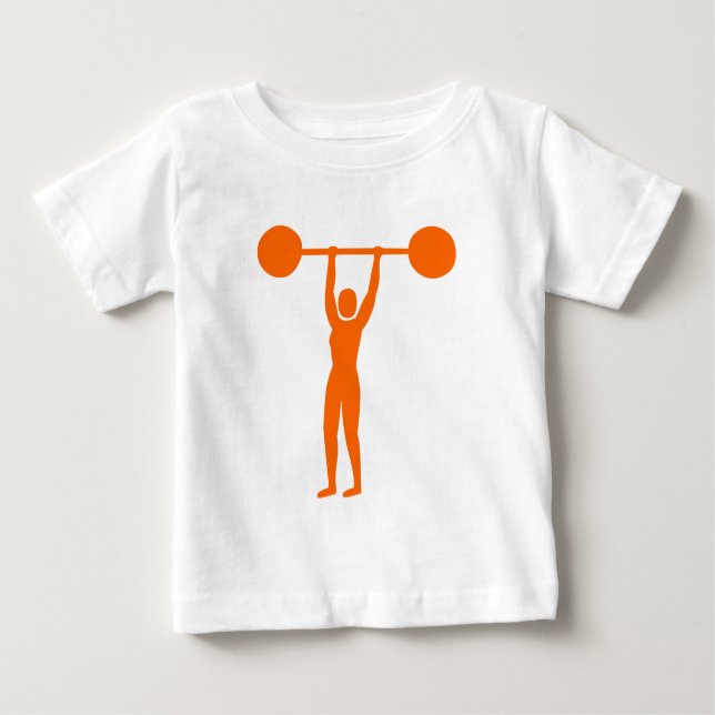 Camiseta Para Bebê Peso Levantando 02 - Laranja (Frente)
