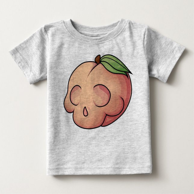 Camiseta Para Bebê Pêssego Crânio Mortal (Frente)