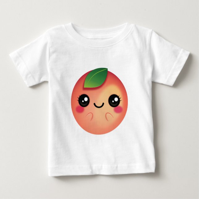 Camiseta Para Bebê Pêssego Kawaii (Frente)