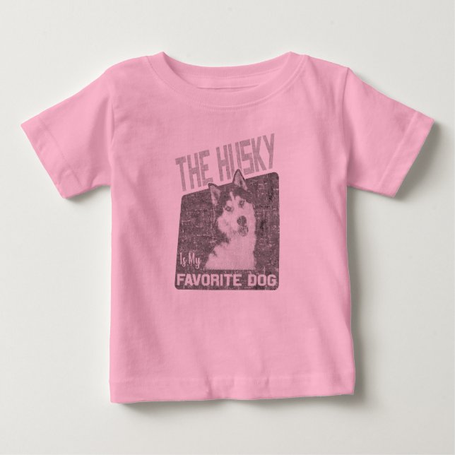 Camiseta Para Bebê Pet de Cachorro Siberiano Husky (Frente)