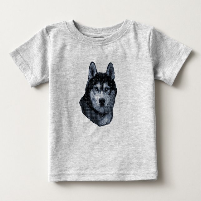Camiseta Para Bebê Pet de Cachorro Siberiano Husky (Frente)