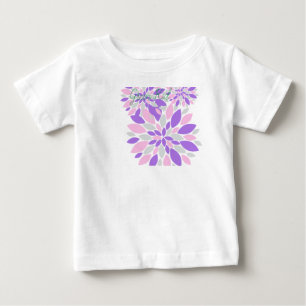 Camiseta Para Bebê Pétalas Mágicas Flores Roxas