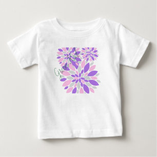 Camiseta Para Bebê Pétalas Mágicas Flores Roxas