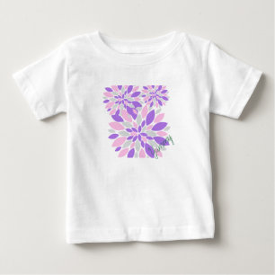 Camiseta Para Bebê Pétalas Mágicas Flores Roxas