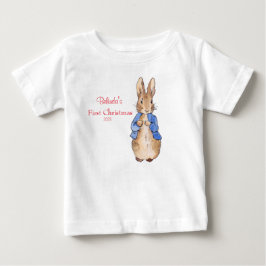 Camiseta Para Bebê Peter, o Coelho Personalizar Primeiro Natal