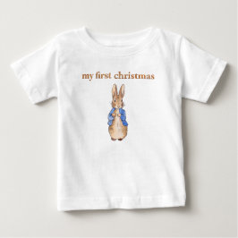 Camiseta Para Bebê Peter o Rabbit Primeiro Natal