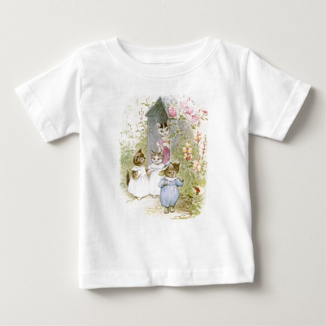 Camiseta Para Bebê Peter Rabbit (gatos) (Frente)