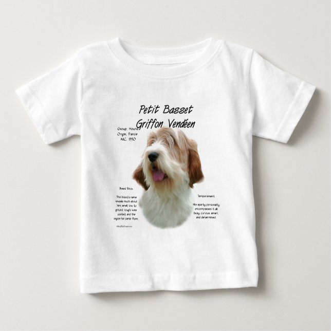 Camiseta Para Bebê Petit Basset Griffon Vendeen History Design (Frente)