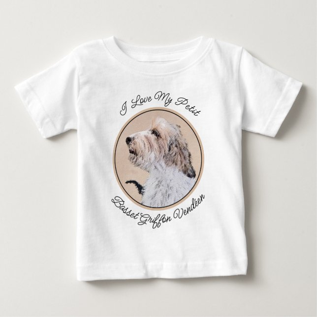 Camiseta Para Bebê Petit Basset Griffon Vendéen Painting - Arte Canin (Frente)