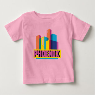 Camiseta Para Bebê Phoenix, skyline de néon da arizona  