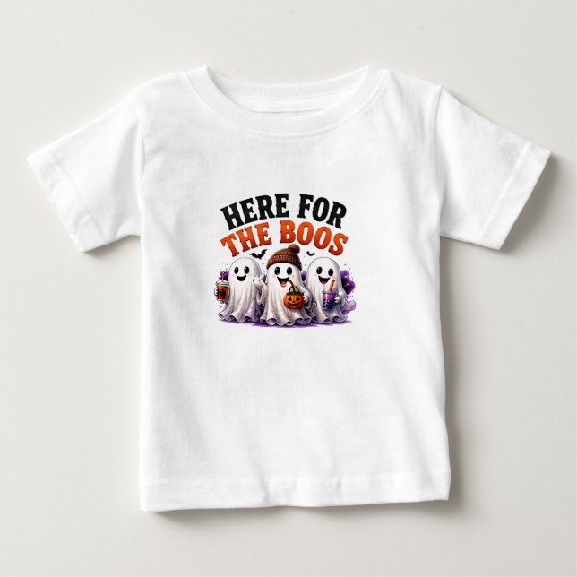 Camiseta Para Bebê 🍻 Piada de Fantasma Divertida de Halloween 👻 (Frente)