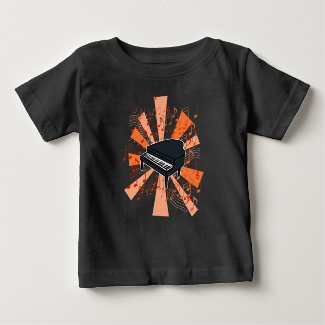 Camiseta Para Bebê Piano e Música (Frente)