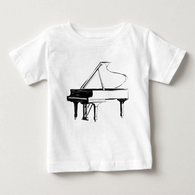 Camiseta Para Bebê Piano Esboço (Frente)