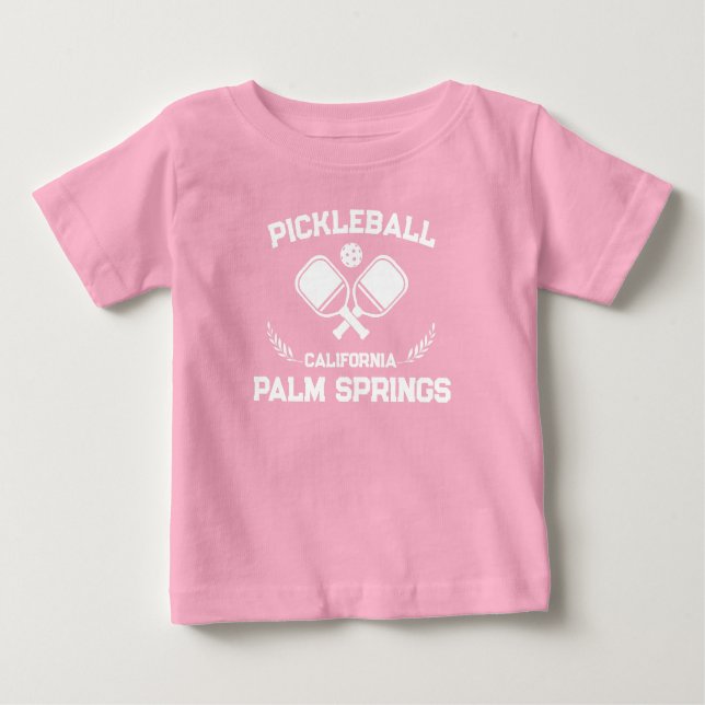Camiseta Para Bebê Pickleball Paddle Palm Primaveras Califórnia Perso (Frente)