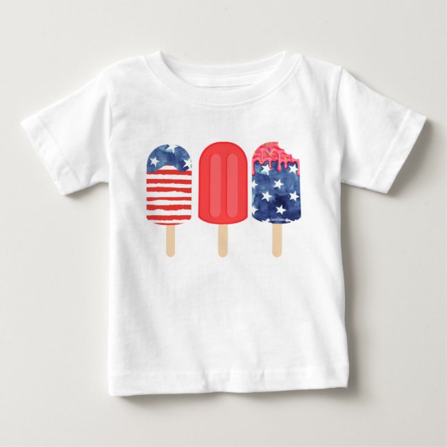 Camiseta Para Bebê Picolé Patriótico (Frente)