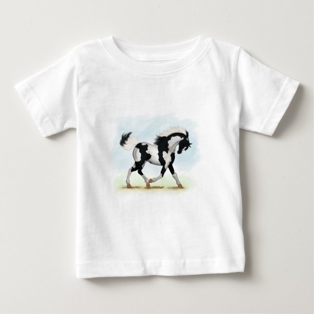 Camiseta Para Bebê Piebald Overo Pinto Horse (Frente)