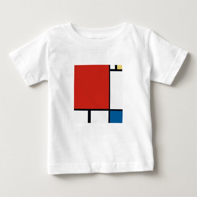 Camiseta Para Bebê Piet Mondrian - Abstrato Geométrico de Composição (Frente)