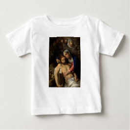 Camiseta Para Bebê Pietà (Maria e Jesus) (por Adam Elsheimer)