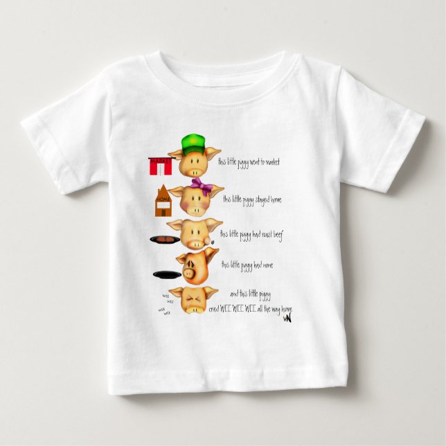 Camiseta Para Bebê piggies pequenos (Frente)