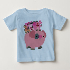 Camiseta Para Bebê Piglets de Carregando de porco de cartoon