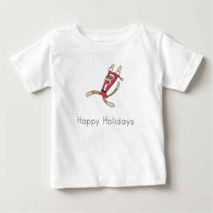 Camiseta Para Bebê pijamas do Natal do macaco da peúga