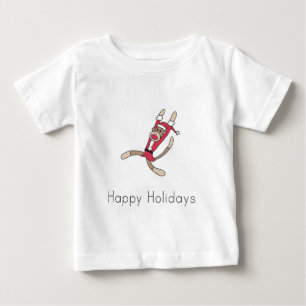 Camiseta Para Bebê pijamas do Natal do macaco da peúga