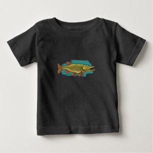 Camiseta Para Bebê Pike Norte Raiva, Peixe Predatório Grande