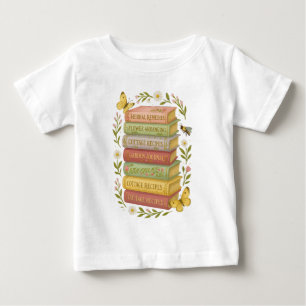Camiseta Para Bebê Pilha Botânica Natureza e Livro