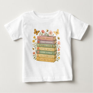Camiseta Para Bebê Pilha Botânica Natureza e Livro