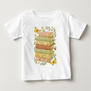 Camiseta Para Bebê Pilha Botânica Natureza e Livro