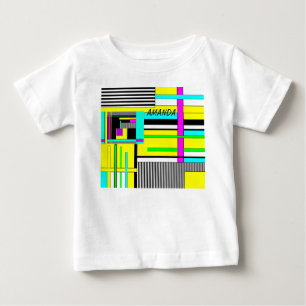 Camiseta Para Bebê Pillo de néon geométrico abstrato geométrico brilh