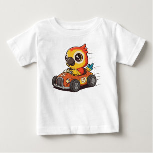 Camiseta Para Bebê Piloto de Carro de Corrida de Arara Fofa