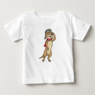 Camiseta Para Bebê Piloto Meerkat com chapéu piloto