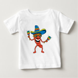 Camiseta Para Bebê Pimenta de pimentão mexicana