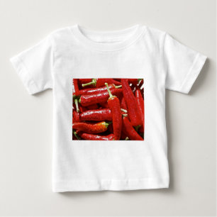 Camiseta Para Bebê Pimentos picantes vermelhos