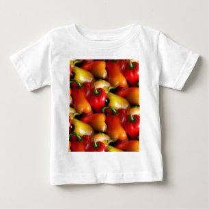 Camiseta Para Bebê Pimentos vermelhos e amarelos