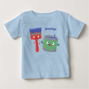 Camiseta Para Bebê Pincel e personagens de desenho animado fofos