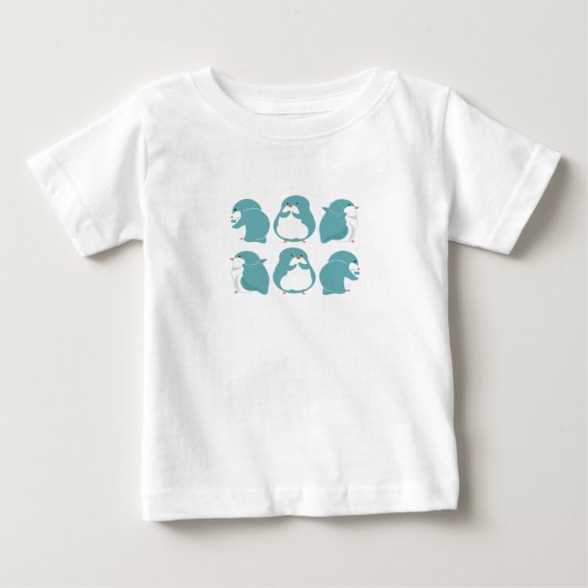 Camiseta Para Bebê Pinguim azul (Frente)