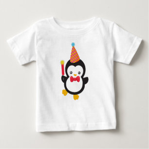 Camiseta Para Bebê Pinguim Bonito, Chapéu Fpartidário, Firecracker, B