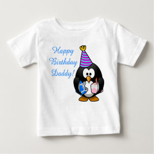Camiseta Para Bebê Pinguim bonito feito sob encomenda do bebê do pai