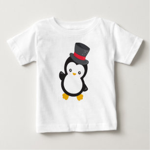 Camiseta Para Bebê Pinguim Bonito, Pinguim Pequeno, Chapéu Superior