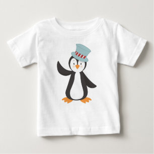 Camiseta Para Bebê Pinguim Bonito, Pinguim Pequeno, Pinguim Com Chapé
