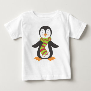 Camiseta Para Bebê Pinguim Bonito, Pinguim Pequeno, Pinguim Com Scarf