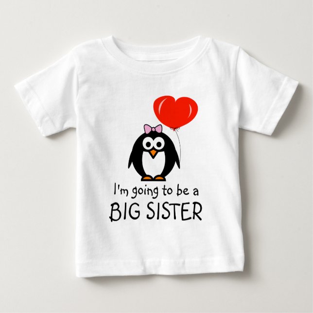 Camiseta Para Bebê Pinguim bonito, vestido para bebês da Big Sister p (Frente)