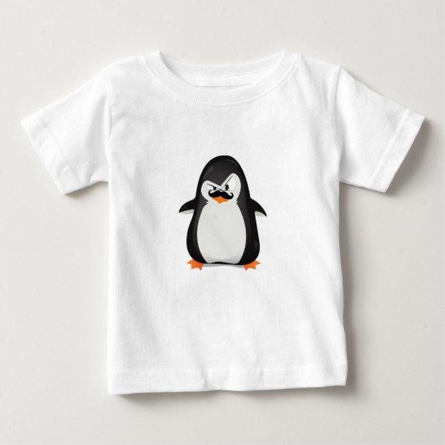 Camiseta Para Bebê Pinguim Branco Bonito E Pinguim Engraçado (Frente)