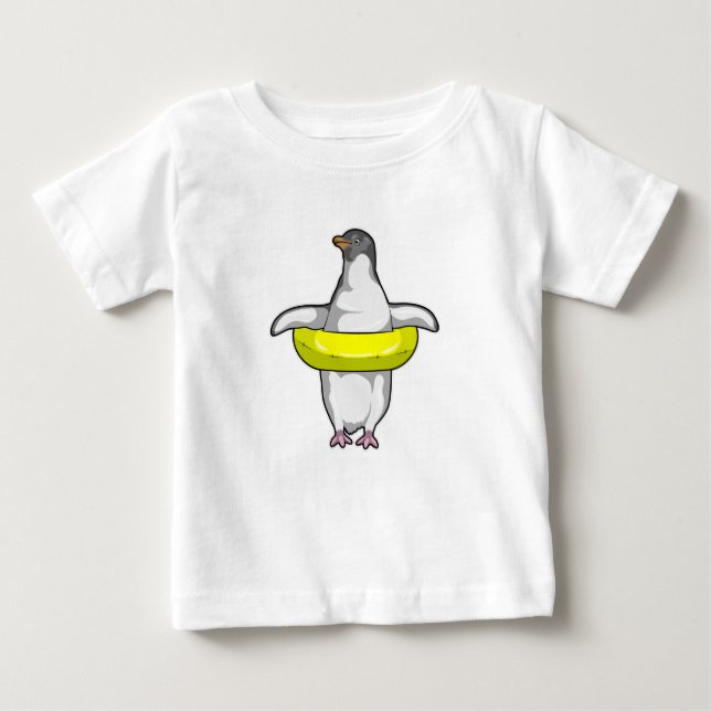 Camiseta Para Bebê Pinguim com anel de Natação (Frente)