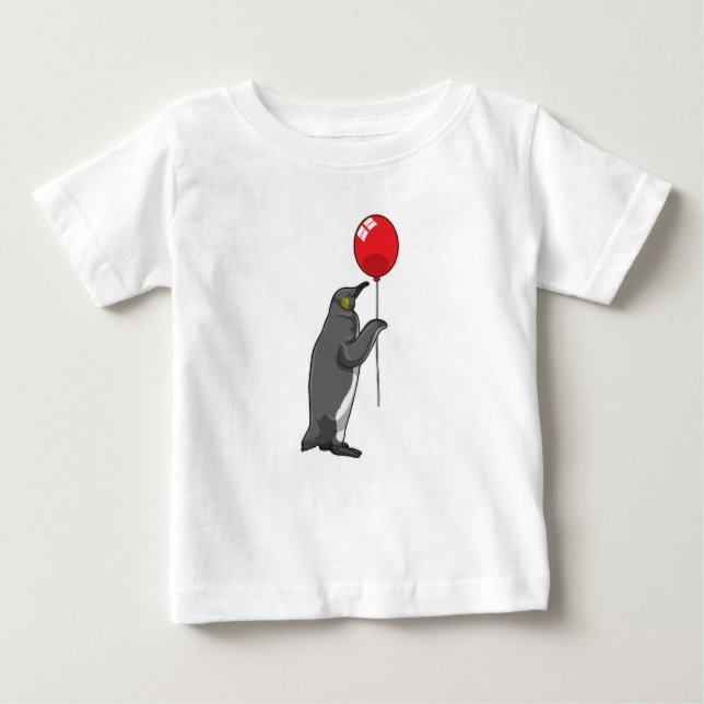 Camiseta Para Bebê Pinguim com balão (Frente)