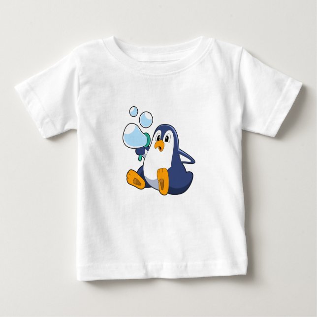 Camiseta Para Bebê Pinguim com bolhas de sabão.PNG (Frente)