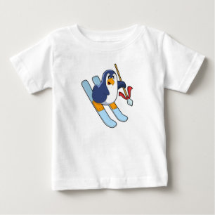 Camiseta Para Bebê Pinguim com esqui