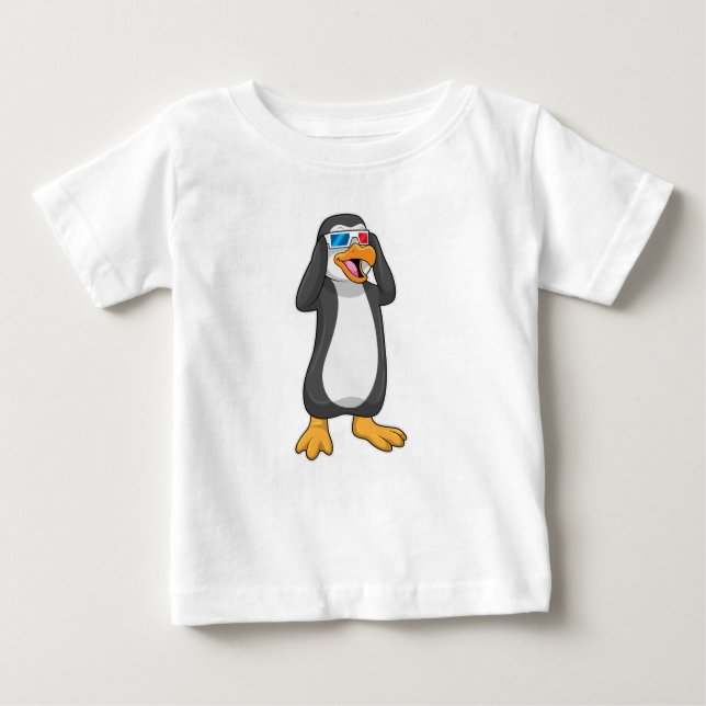 Camiseta Para Bebê Pinguim com óculos (Frente)